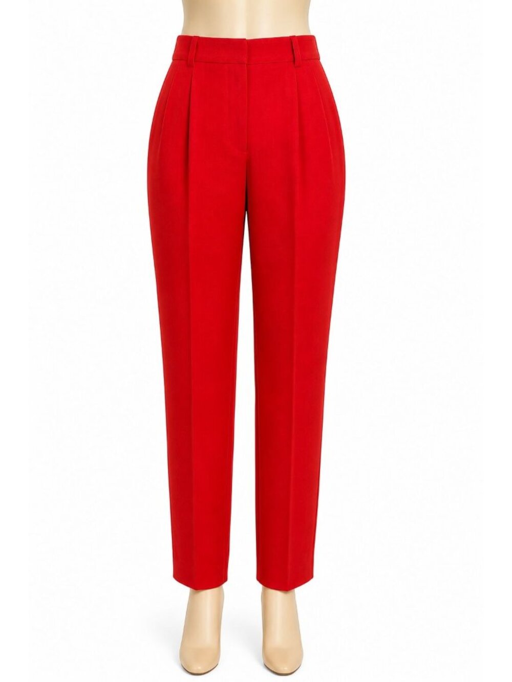Jones New York Size 8 Red High-Waisted Lined Pleated Classic Tailored Trousers